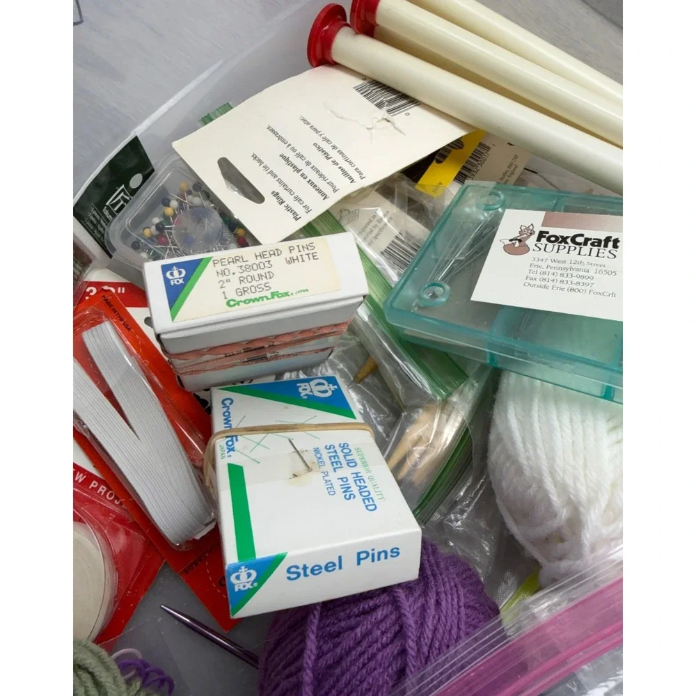 Knitting Lot for‎ baby items Yarn Needles pins patterns Buttons Notions